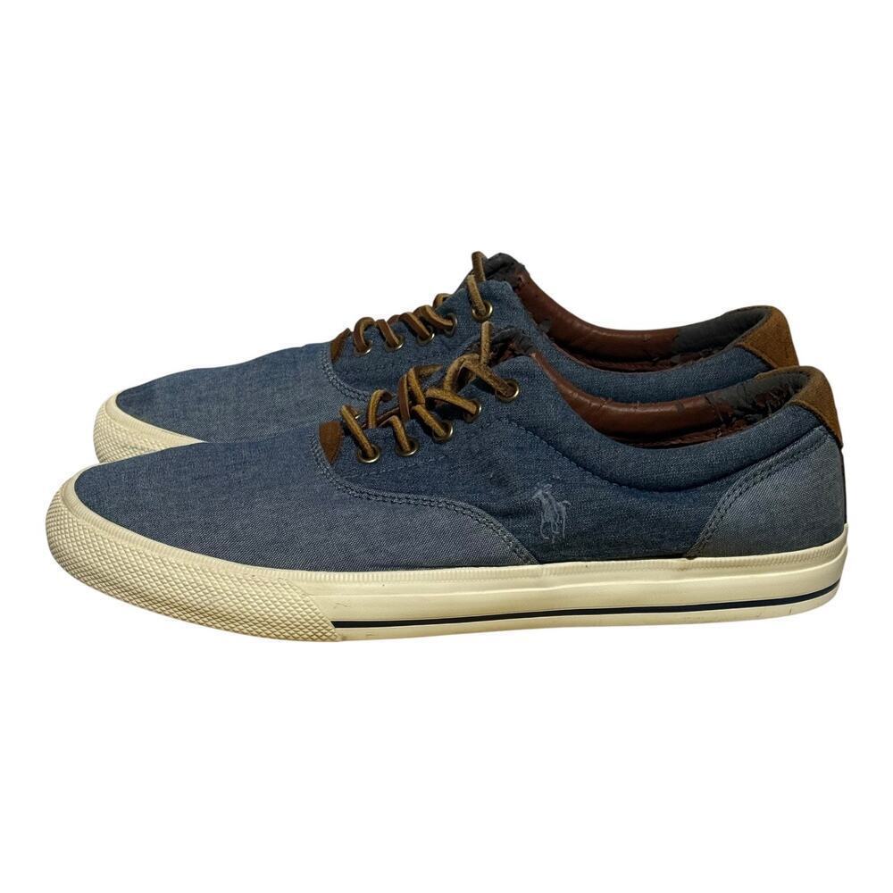 Polo Ralph Lauren Vaughn Chambray Blue Canvas Sneakers Men's Size 11D Low Top - Picture 5 of 9